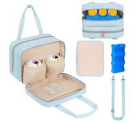ZIOZERTT Bolsa de viaje para enfriar leche materna, bolsa de almacenamiento para sacaleches compatible con Momcozy/Medela/Elvie/Willow con bolsa de hielo y alfombrilla impermeable, color azul
