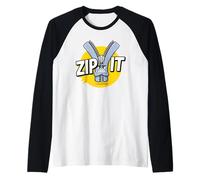 Zip It Sassy Sarcástico Diciendo Rude Shup Up Zipper Juego de Palabras Camiseta Manga Raglan