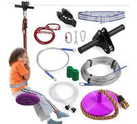 Zip Line Kit de 160 pies para niños y adultos de hasta 400 libras, retractores especiales y asientos de disco gruesos, kit de tirolesa para patio trasero