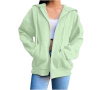 Zip Up Hoodies for Women Fall Casual Long Sleeve Sweatshirts 2025 Lightweight Comfort Soft Plus Size Jackets (Light Green,L)
