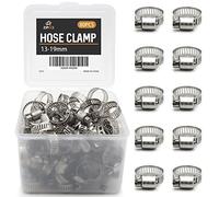 ZIPCCI Abrazadera de manguera, paquete de 80 abrazaderas de manguera de acero inoxidable para engranaje sin fin y tubería de combustible, 13-19 mm (1/2-3/4 pulgadas)