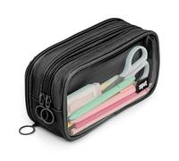 ZIPIT Half & Half Estuche para lápices | Estuche escolar de gran capacidad | Estuche organizador para lápices para la escuela (Negro)