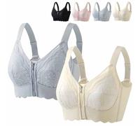 ZipLacy Zip up Bra, Sanrah Ultra Soft Front Zip Wireless Lifting Bras, Powerful Support Comfy Bra for Everyday (2PCS-E,40)