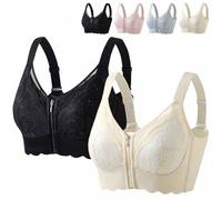 ZipLacy Zip up Bra, Sanrah Ultra Soft Front Zip Wireless Lifting Bras, Powerful Support Comfy Bra for Everyday (2PCS-D,34)