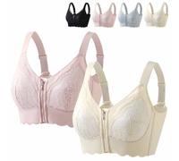 ZipLacy Zip up Bra, Sanrah Ultra Soft Front Zip Wireless Lifting Bras, Powerful Support Comfy Bra for Everyday (2PCS-B,34)