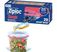 Ziploc Bolsas de almacenamiento de alimentos de cuarto de galón, diseño abierto con parte inferior de pie, fácil de llenar, 29 unidades