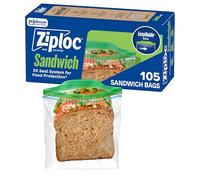 Ziploc Bolsas de sándwich y merienda con textura EasyGuide, bolsas de almacenamiento de plástico con tecnología Grip 'n Seal, 105 bolsas en total