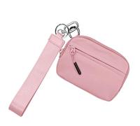 Zipper Keychain Wallet - Portable Nylon Card Case with Coin Purse