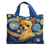 Zippered School Handbag - Lightweight Animals Vintage Cute Pouch with Zipper | Oxford Cloth Canvas Pattern Bag for School Office Dating, Large 16 x 14 Inch Handbag for Travel Work Walking Shopping Cam
