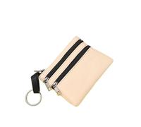Zippers - Monedero de lona para mujer, mini cartera sólida con llavero, bolsas de dinero, monedero, bolsa de almacenamiento para llaves, tarjetero, beige, 2 unidades