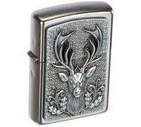 Zippo Mechero Cromo Cabeza de Ciervo Emblema Artículo Coleccionista Encendedor