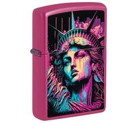 Zippo American Lady Frequency Pocket Lighter, Pink Frequency - Statue of Liberty