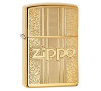 Zippo and Pattern Pocket Lighter Briquet, Unisex Adulto, High Polish Brass Box Top Design, Normal (29677)