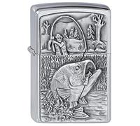 Zippo Bass Fishing Encendedor, latón, Cromo, Única