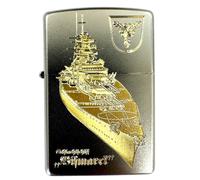 Zippo Buque de Guerra Bismarck - Satin Acabado - Grabado de Diamante Encendedor