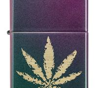 ZIPPO - Cannabis Design - High Polish Indigo - Mechero para tormentas, Recargable, en Caja de Regalo