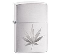 Zippo Cannabis Leaf Brushed Chrome Windproof Lighter (29587)