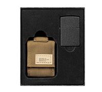 Zippo Coyote Tactical Pouch and Black Crackle Windproof Lighter Gift Set