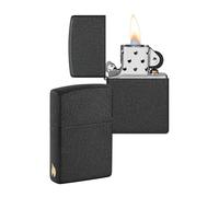 Zippo Diseño con Llama de Zippo Black Crackle - Laser Engrave - Mechero, rellenable, en una Caja de Regalo de halta Calidad, Black Crackle - No Logo