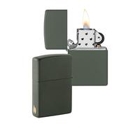 Zippo Diseño con Llama de Zippo Green Matte - Laser Engrave - Mechero, rellenable, en una Caja de Regalo de halta Calidad, Green Matte - No Logo
