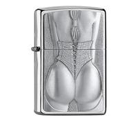 ZIPPO - Diseño Fisico - Brushed Chrome - Emblem Attached - Mechero, rellenable, en una Caja de Regalo de halta Calidad