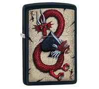 Zippo Dragon Ace Design - Mechero de Bolsillo Negro Mate