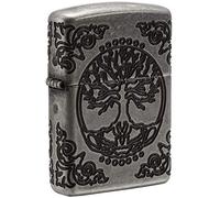 Zippo El Mejor líquido de Metal Resistente al Viento de Larga duración, Recargable, Cigarrillos, Puros, Velas, Encendedor de Bolsillo, árbol de la Vida, Otros, Armadura de Plata