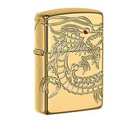 Zippo Encendedor 16400, color cromado, cromado, Armor High polish Gold Plate with Epoxy Inlay (Dragon Multi Cut ), 6.0 x 4.0 x 2.0 cm