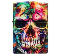 Zippo Encendedor a Prueba de Viento - Abstract Skull - Impresión 540 Color en Acabado Blanco Mate - Recargable - Reutilizable - Diseño a Prueba de Viento - Caja de Regalo - Hecho en EEUU