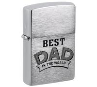 Zippo Windproof Lighter - Best Dad Design Brushed Chrome - Refillable for Lifetime Use - Gift Box - Metal Construction - Made in USA, Chrome Brushed - Best Dad