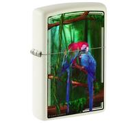 Zippo Encendedor a Prueba de Viento - Carol Cavalaris Parrots - Brilla en la Oscuridad, Color Image - Recargable - Reutilizable - Diseño a Prueba de Viento - Caja de Regalo - Hecho en EEUU