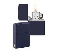 Zippo Diseño con Llama de Zippo Navy Blue Matte - Laser Engrave - Mechero, rellenable, en una Caja de Regalo de halta Calidad, Navy Matte - No Logo