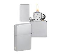 Zippo Encendedor a Prueba de Viento - Diseño de Llama - Cromo Satinado - Recargable - Reutilizable - Diseño a Prueba de Viento - Caja de Regalo Hecho en EEUU - Exclusivo en Amazon