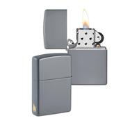 Zippo Diseño con Llama de Zippo Flat Grey - Laser Engrave - Mechero, rellenable, en una Caja de Regalo de halta Calidad, Flat Grey - No Logo