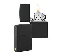 Zippo Diseño con Llama de Zippo Black Matte - Laser Engrave - Mechero, rellenable, en una Caja de Regalo de halta Calidad, Black Matte - No Logo