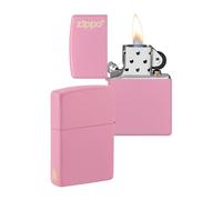 Zippo Encendedor a Prueba de Viento - Diseño de Logo y Llama - Rosa Mate - Recargable - Reutilizable - Diseño a Prueba de Viento - Caja de Regalo Hecho en EEUU - Exclusivo en Amazon