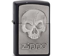 Zippo Phantom Skull Emblem-Encendedor de Bolsillo Resistente al Viento, Cromado, Mujer, Plateado, Talla única
