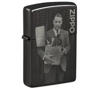 Zippo Encendedor a Prueba de Viento, diseño del Día de los Fundadores, Negro de Alto Pulido, Imagen 360°, Recargable, Reutilizable, en Caja de Regalo, Hecho en Estados Unidos