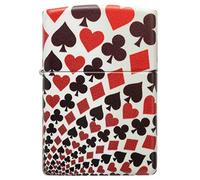 Zippo Encendedor a Prueba de Viento - Diseño Naipes - Acabado Blanco Mate e Impresión a 540° Color - Recargable - Reutilizable - Diseño a Prueba de Viento - Caja de Regalo - Hecho en EEUU