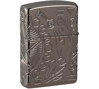 Zippo Encendedor a Prueba de Viento - Diseño Wicca, Multi Cut - Acabado Armor Pulido Alto Negro - Recargable - Reutilizable - Diseño a Prueba de Viento - Caja de Regalo Hecho en EEUU