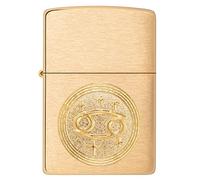 Zippo Encendedor a Prueba de Viento - Emblema Cáncer, Zodiaco - Acabado en Latón Cepillado - Recargable - Reutilizable - Caja de Regalo Hecho en EEUU - Exclusivo de Amazon