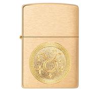 Zippo Encendedor a Prueba de Viento - Emblema Tauro, Zodiaco - Acabado en Latón Cepillado - Recargable - Reutilizable - Caja de Regalo Hecho en EEUU - Exclusivo de Amazon