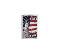 Zippo Statue of Liberty Flag Lighter, Latón, Edelstahloptik, 1 x 6 x 6 cm, Brushed Chrome - Statue of Liberty