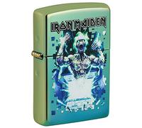 Zippo Encendedor a Prueba de Viento - Iron Maiden - Acabado Pulido en Verde Azulado con Color Image - Recargable - Reutilizable - Diseño a Prueba de Viento - Caja de Regalo Hecho en EEUU
