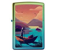Zippo - Diseño de Barco Hoja, Imagen de Color, azúl-Verde Altamente Pulido - Encendedor tormenta, Recargable, en una Caja para Regalo (49191-085658)