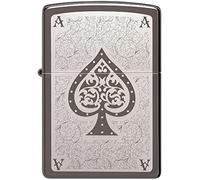 Zippo Diseño del As de Picas de Filigrana - Black Ice® - Laser Rotary - Mechero, rellenable, en una Caja de Regalo de halta Calidad, Black Ice - Ace Filigree