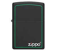 Zippo Diseño Zippo Negro y Verde - Black Matte - Color Image - Mechero, rellenable, en una Caja de Regalo de halta Calidad, Black Matte - Green Frame