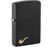 Zippo Encendedor a Prueba de Viento - Modelo Pipe - Acabado Negro Mate con Grabado Láser - Recargable - Reutilizable - Diseño a Prueba de Viento - Caja de Regalo - Hecho en EEUU