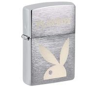 Zippo Playboy Design - Laser Engrave - Brushed Chrome - Mechero de tormenta, Recargable, en Caja de Regalo, Brushed Chrome - Playboy