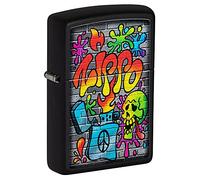 Zippo Encendedor a Prueba de Viento - Modelo Street Art - Acabado Negro Mate con Imagen de Graffiti en Colores - Recargable - Reutilizable - Diseño a Prueba de Viento - Caja de Regalo - Hecho en EEUU